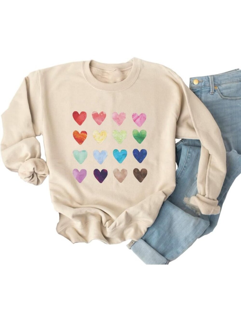 Plaid Love Heart Long Sleeve Valentine's Sweatshirt Blouse Top for Women